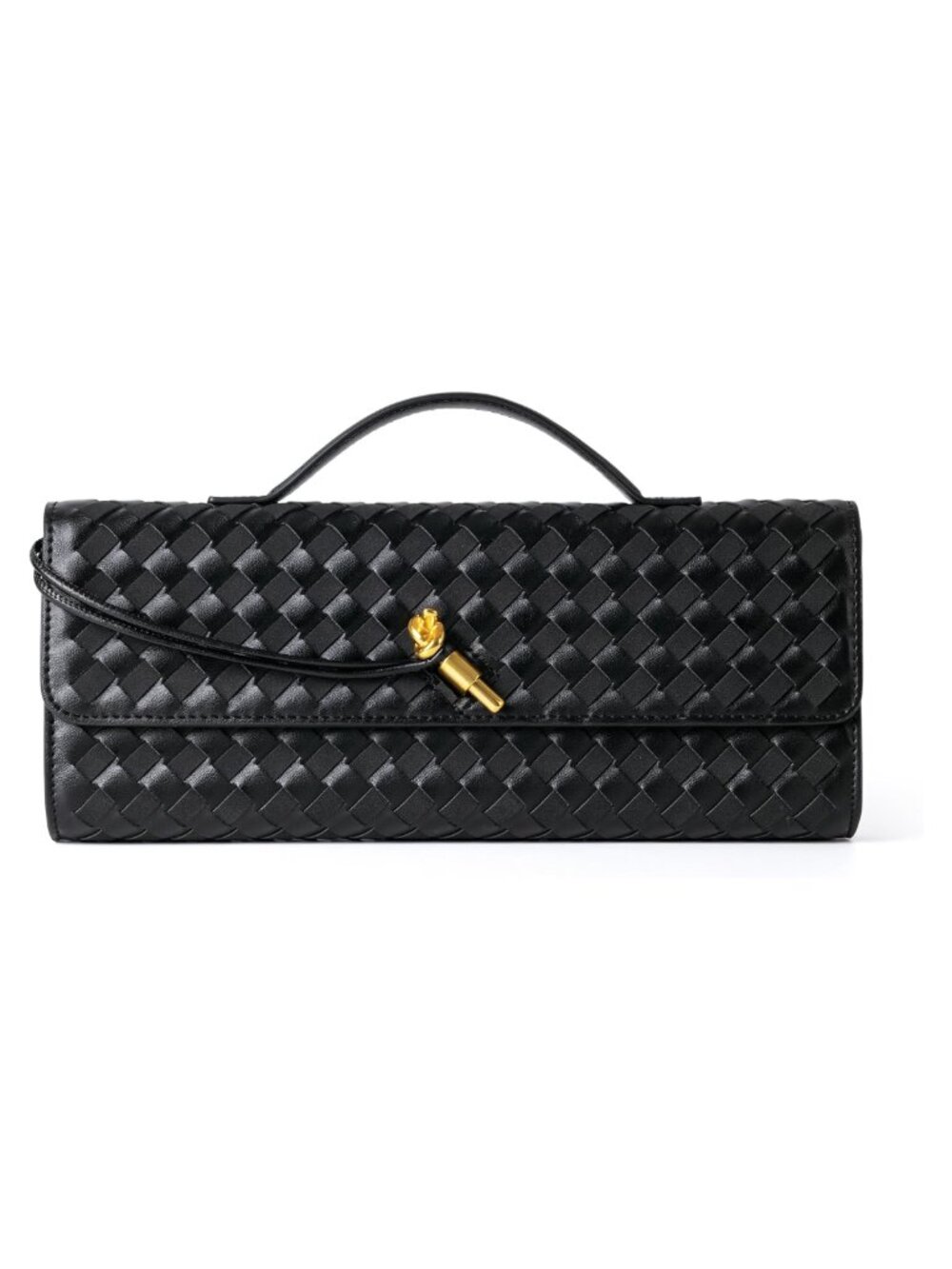 Woven Vegan Leather & Suede Evening Clutch Crossbody Bag with Adjustable Strap